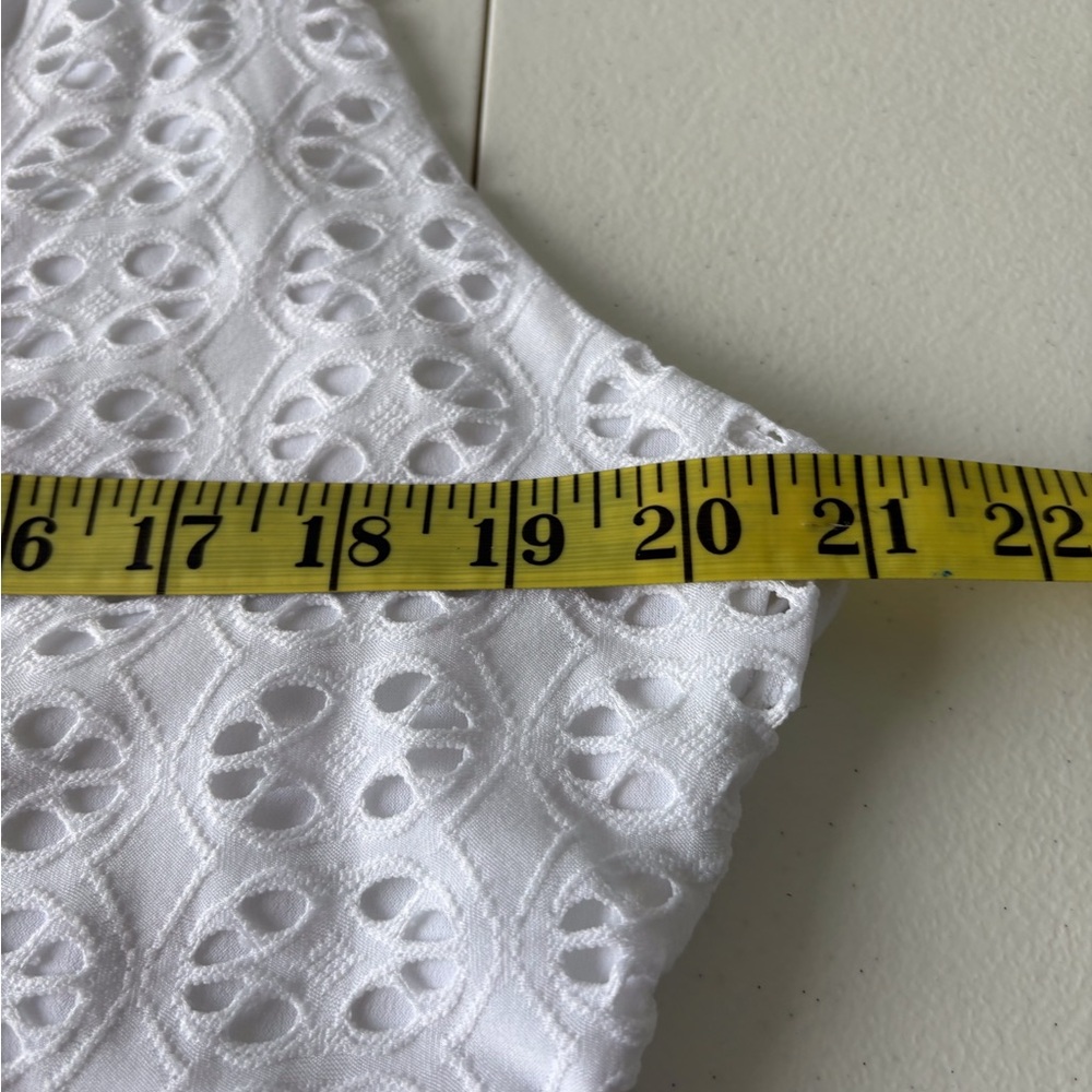 WHBM White Eyelet XL Sleeveless Dress NWT Keyhole Back V Neck Cruise Party Lined - Picture 15 of 16
